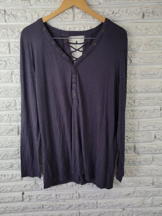 torrid Tops - Torrid Super Soft 3X Gray Tunic Lace Up Back Long Sleeve V-Neck Boho GRA38E